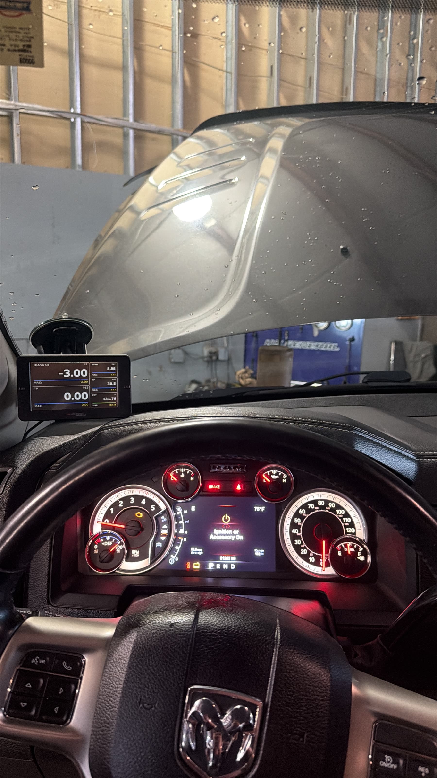 Ram truck instrument cluster and steering wheel in a modern interior